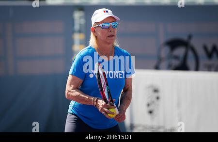 Guadalajara, Mexiko. November 2021. Martina Navratilova während einer Klinik beim Akron WTA Finale 2021 Guadalajara, Masters WTA Tennisturnier am 11. November 2021 in Guadalajara, Mexiko - Foto: Rob Prange/DPPI/LiveMedia Kredit: Independent Photo Agency/Alamy Live News Stockfoto