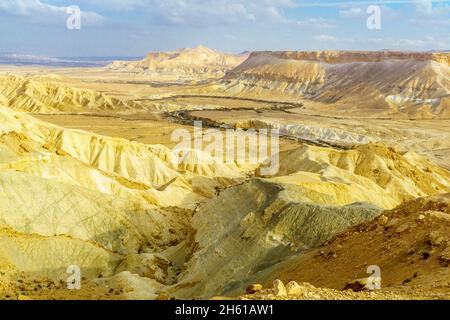 Blick auf die Nahal Zin-Landschaft, in Sde Boker, der Negev-Wüste, Süd-Israel Stockfoto