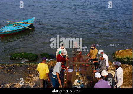 Egypte, Basse Egypte, la Côte méditerranéenne, Alexandrie, Front de mer et Port de peche. // Ägypten, Alexandria, Fischerhafen. Stockfoto