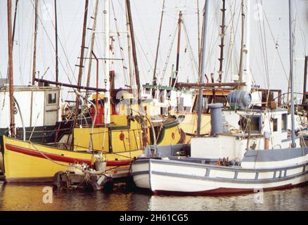 Amerika der 1970er Jahre: Boote in Bodega Bay (Kalifornien), ca. 1972 Stockfoto