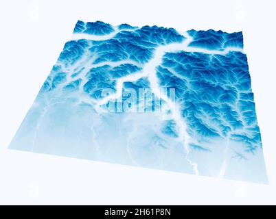 Lombardische Berge, Bergreliefs in der Umgebung von Lecco, Como und Gardasee. Italien. Satellitenansicht. Alpen. Schnee Stockfoto