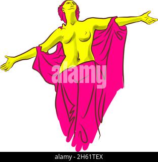 Alte Statue. Handgezeichnete Vektorskizze aus lissabon portugal. Stock Vektor