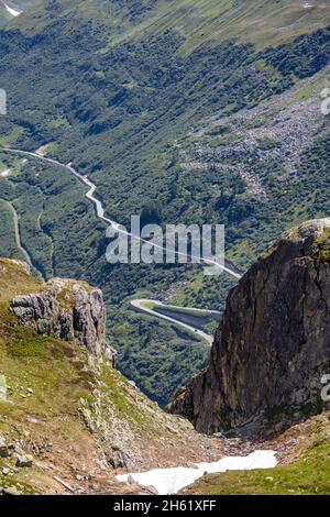 furkapass, Blick von der Spitze des grimselpasses Stockfoto