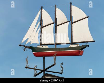 „Down East“, kanada, Klima, Segeltage, Nova scotia, Vorhersagen, Segelschiff-Wetterfahne, Schoner, reibungsloses Segeln, die maritimes, die Vergangenheit, annapolis Royal Stockfoto