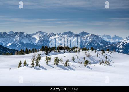 percha, Südtirol, provinz bozen, italien. Blick auf die dolomiten Stockfoto