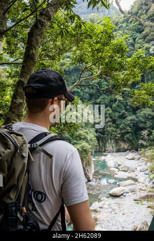 Tourist in taroko Schlucht Nationalpark Stockfoto