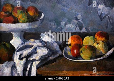 Paul Cezanne (1839-1906). Französischer Maler nach dem Impressionismus. Stillleben mit Äpfeln in einer Schüssel, 1879-1882. Öl auf Leinwand (43 x 53 cm). Ny Carlsberg Glyptotek. Kopenhagen, Dänemark. Stockfoto
