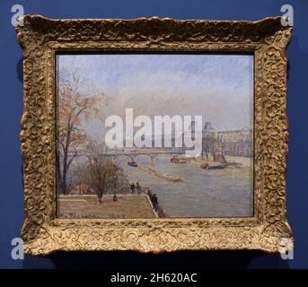 Camille Pissarro (1830-1903). Französischer Maler. Blick auf die seine in Richtung Louvre von Pont-Neuf, 1903. Öl auf Leinwand (54 x 65 cm). Ny Carlsberg Glyptotek. Kopenhagen, Dänemark. Stockfoto