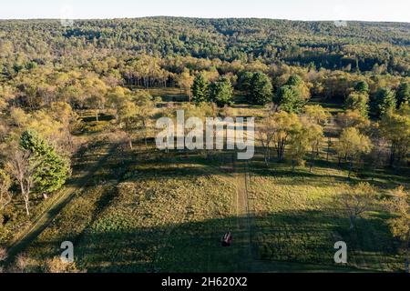 Pleasantville, Pennsylvania - der Ort von Pithole City, einer Ölstadt, die in wenigen Monaten nach dem Ölanstoß im Jahr 1865 auf 15,000 Einwohner anwuchs Stockfoto