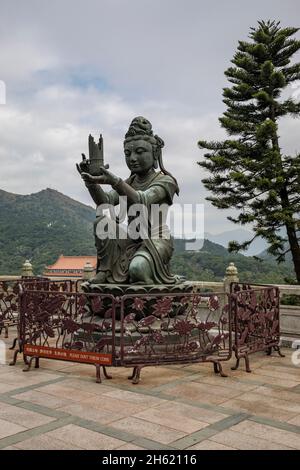 buddhistische Bronzegötter fguren am tian tan buddha, sechs Tugenden von Paramita Stockfoto