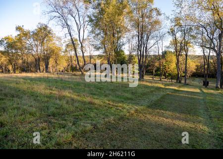 Pleasantville, Pennsylvania - der Ort von Pithole City, einer Ölstadt, die in wenigen Monaten nach dem Ölanstoß im Jahr 1865 auf 15,000 Einwohner anwuchs Stockfoto