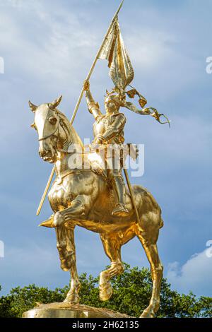 Philadelphia Pennsylvania, Jeanne d'Arc, Reiterstatue Gold Emmanuel Frémiet Bildhauer 1890 Stockfoto