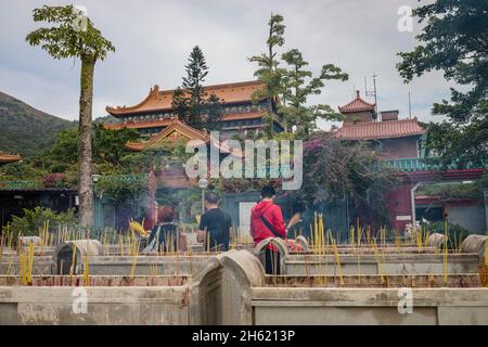 Wunsch Gebet Räucherstäbchen, po lin Kloster, po lin Tempel, lantau Stockfoto