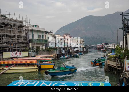 Fischhändler, Marktstand für getrocknete Meeresfrüchte, Tai o traditionelles Fischerdorf, lantau Stockfoto