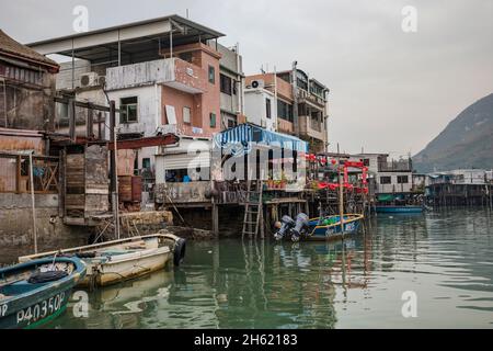 Fischerhäuser in der Bucht, Tai o traditionellem Fischerdorf, lantau Stockfoto