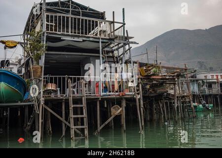 Fischerhäuser in der Bucht, Tai o traditionellem Fischerdorf, lantau Stockfoto