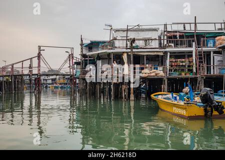 Fischerhäuser in der Bucht, Tai o traditionellem Fischerdorf, lantau Stockfoto