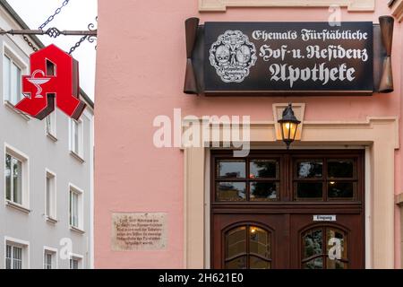 Ehemalige Hofapotheke und Residenzapotheke in kempten, bayern Stockfoto