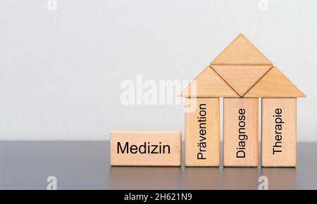 Drei Säulen der Behandlung in der Medizin Stockfoto