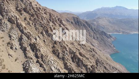 Die Schlucht von Kajon del Maipo und der Embalse El Yeso, Anden, Chile. Südamerika Stockfoto