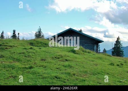 Wanderung zur krüner alm (1621 m). Sonnenuntergang, karwendel, karwendelgebirge, europa, deutschland, bayern, oberbayern, werdenfelser Land, alpenwelt karwendel, isartal, krün Stockfoto