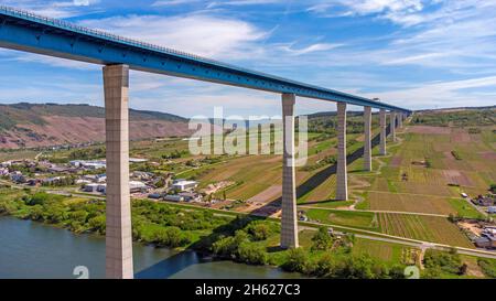 Hochmoselbrücke bei zeltingen-rachtig, moseltal, rheinland-pfalz, deutschland Stockfoto
