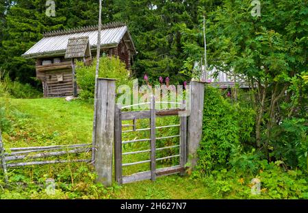 europa,schweden,dalarna,orsa,Milchhütten auf der fryksas alm Stockfoto