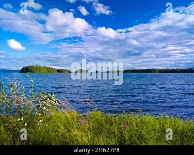 europa, schweden, dalarna, orsa, Blick über den See orsa Stockfoto