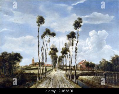 The Avenue at Middelharnis des niederländischen Künstlers aus dem Goldenen Zeitalter, Meindert Hobbema (1638-1709), Öl auf Leinwand, 1689 Stockfoto