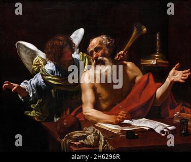 Der heilige Hieronymus und der Engel von Simon Vouet (1590-1649), Öl auf Leinwand, c. 1622/5 Stockfoto