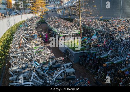 Fahrradparkplatz in Rotterdam, Niederlande Stockfoto