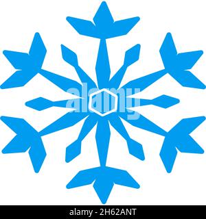 Blaue Schneeflocke isoliert auf weißem Hintergrund. Vektorgrafik. Schneeflocke-Symbol. Stock Vektor