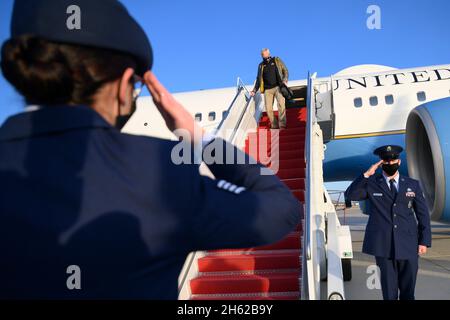 Der amtierende Verteidigungsminister Chris Miller kommt bei der Joint Base Andrews, MD, 14. Januar 2021 an. Stockfoto