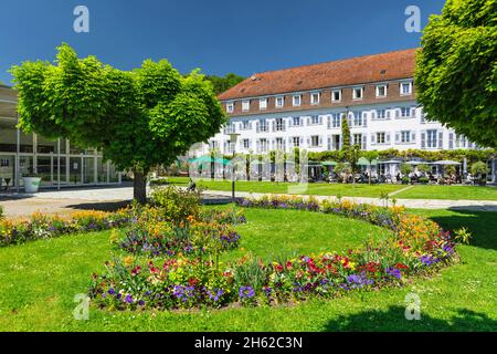 Restaurant am kurpark mit schlechtem Hotel,ueberlingen,Bodensee,baden-württemberg,deutschland Stockfoto