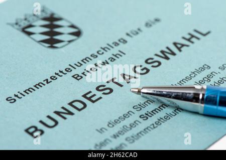 Stimmzettel für die Briefwahl für die Bundestagswahl 2021 Stockfoto
