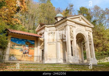 Die Kapelle auf dem Rosenkranzweg des Heiligen Berges von Varese. Unesco-Weltkulturerbe. Stockfoto