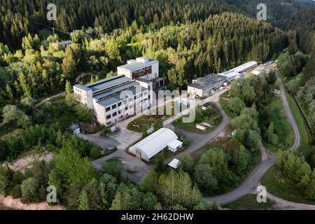 deutschland, thüringen, ilmenau, gehren, Mine, Flussspargrube, stillgelegt, Wald, Luftbild Stockfoto