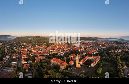 deutschland,thüringen,arnstadt,Stadt,Häuser,Straßen,neideckturm,Burgruinen,Übersicht,Luftbild Stockfoto