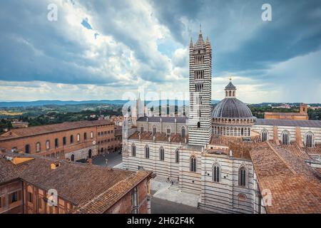 Luftaufnahme der kathedrale von siena, santa maria assunta, siena, toskana, italien Stockfoto