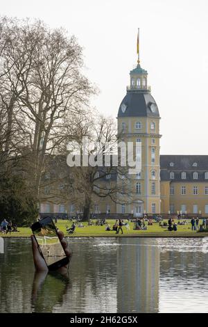 deutschland,baden-württemberg,karlsruhe,Schlossgarten mit See. Stockfoto