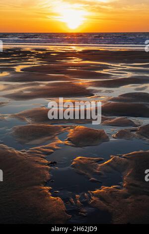 england, Insel wight, shanklin Beach bei Ebbe und Sonnenaufgang Stockfoto