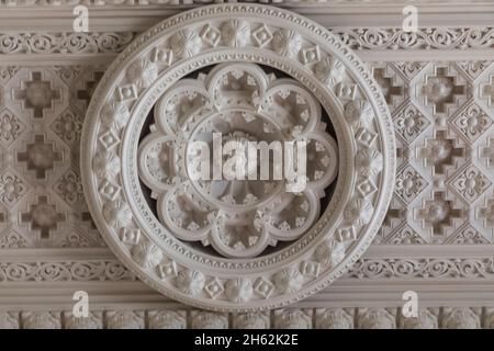 england, Insel wight, East cowes, osborne House, das palastartige ehemalige Zuhause von Königin victoria und Prinz albert, das durbar-Zimmer, verzierte deckendetails im indischen Stil Stockfoto