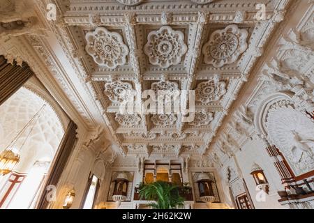 england, Insel wight, East cowes, osborne House, das palastartige ehemalige Zuhause von Königin victoria und Prinz albert, der durbar-Raum mit kunstvollen deckendetails im indischen Stil Stockfoto