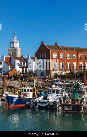 england, hampshire, portsmouth, Old portsmouth, Fischerboote, festgemacht Camber Dock Stockfoto
