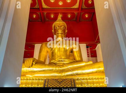 phra mongkhon bophit, sitzender goldener buddha, wiharn phra mongkhol bophit, buddhistischer Tempelkomplex, ayutthaya, thailand, asien Stockfoto
