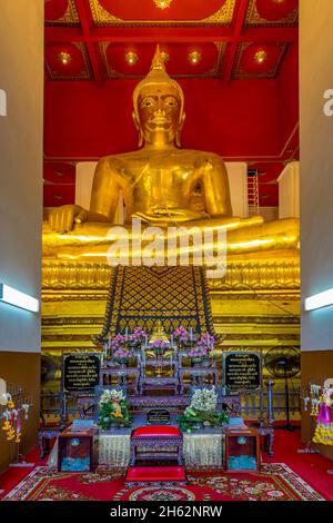 phra mongkhon bophit, sitzender goldener buddha, wiharn phra mongkhol bophit, buddhistischer Tempelkomplex, ayutthaya, thailand, asien Stockfoto