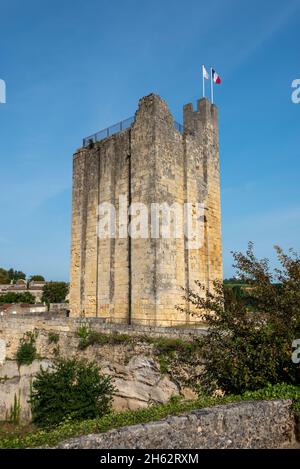 frankreich, Nouvelle-aquitaine, departement gironde, saint emilion, Chateau du roi, Verteidigungsturm, ist ein unesco-Weltkulturerbe Stockfoto