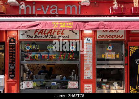 frankreich, paris, mi-va-mi, bekanntes Imbiss im jüdischen viertel marais Stockfoto