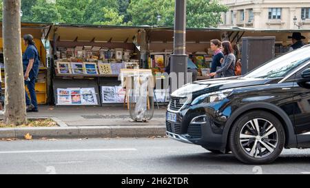 frankreich, paris, Stände, Buchhändler, Bouquinisten am Ufer der seine, Kulturmeile, Stockfoto