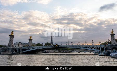 frankreich, paris, pont alexandre iii Brücke über die seine, paris eiffelturm Stockfoto